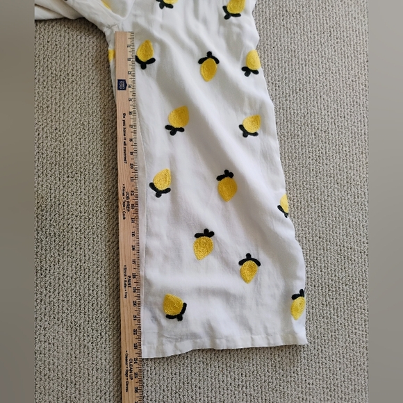 Anthropologie Red Carter Embroidered Lemon Ruffle Wide leg Flare Jumpsuit SMALL - Picture 14 of 15